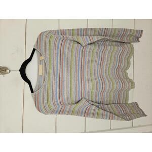 Kate Hill Casual XL grey w/ various colors striped long sleeve tee shirt